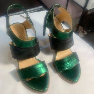 Green and Black Women's Sandals size 37 or 6 1/2